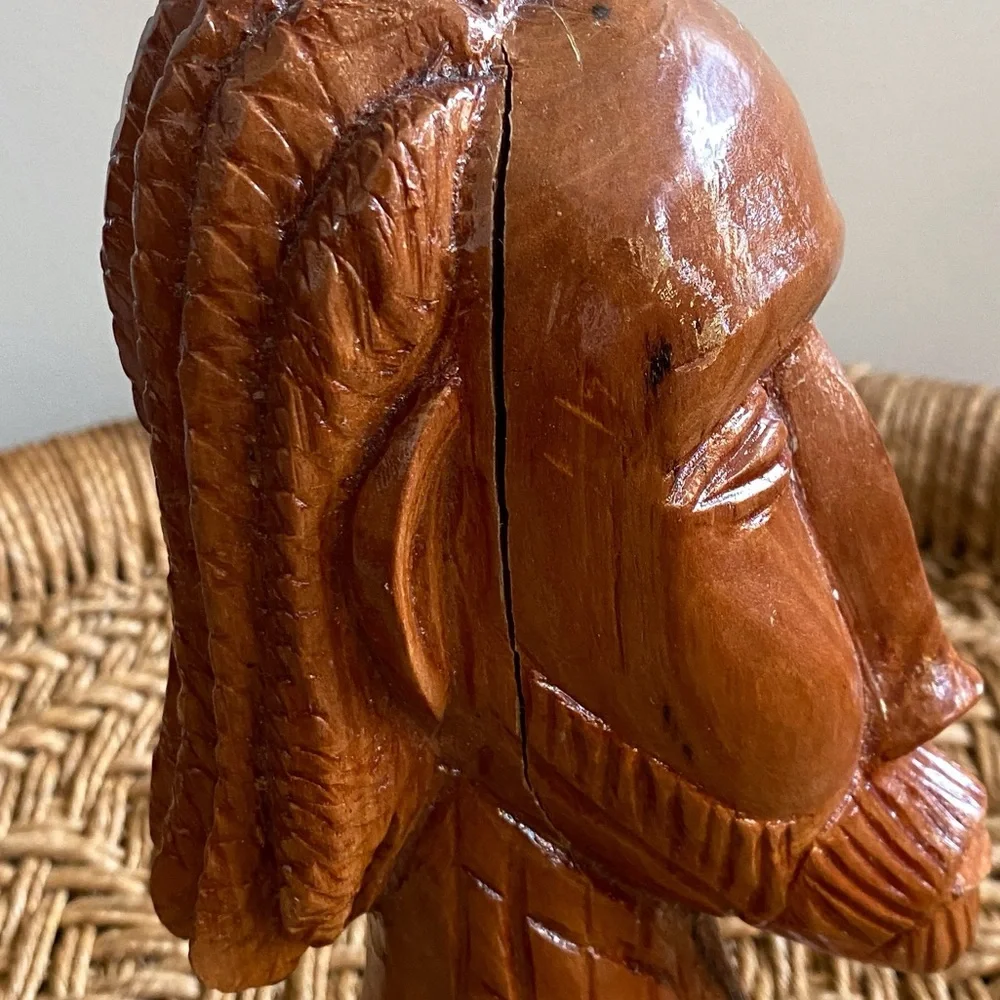Carved Wooden Male Sculpture Handmade Tribal Folk Art Solid Wood Decor African